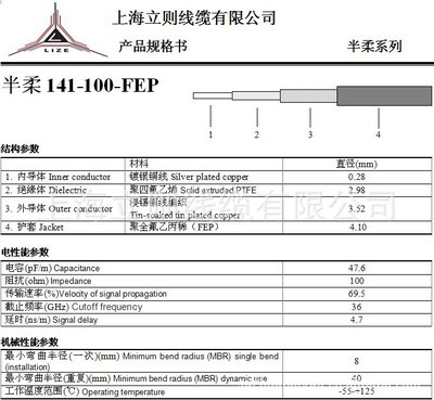 【100欧姆半柔141,(加护套),SFX-100-3,BSF141,半柔线】价格,厂家,图片,射频、同轴电缆,苏州市百讯特种线缆-